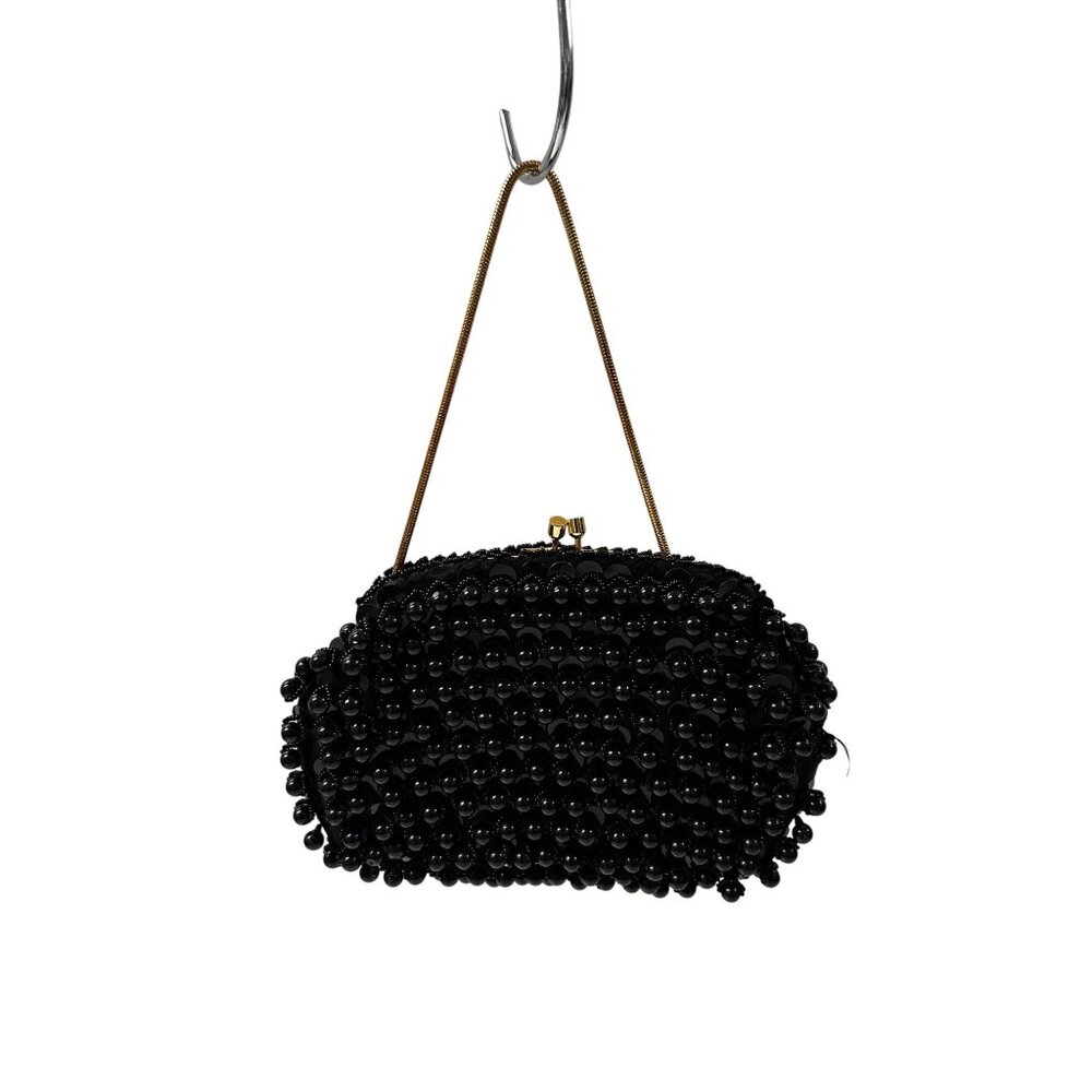 BLACK /GOLD Vintage Beaded Purse Styled By Encore Made In Hong Kong